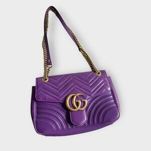 Authentic Gucci Marmont Flap Leather Crossbody Bag In RARE Purple Colour
